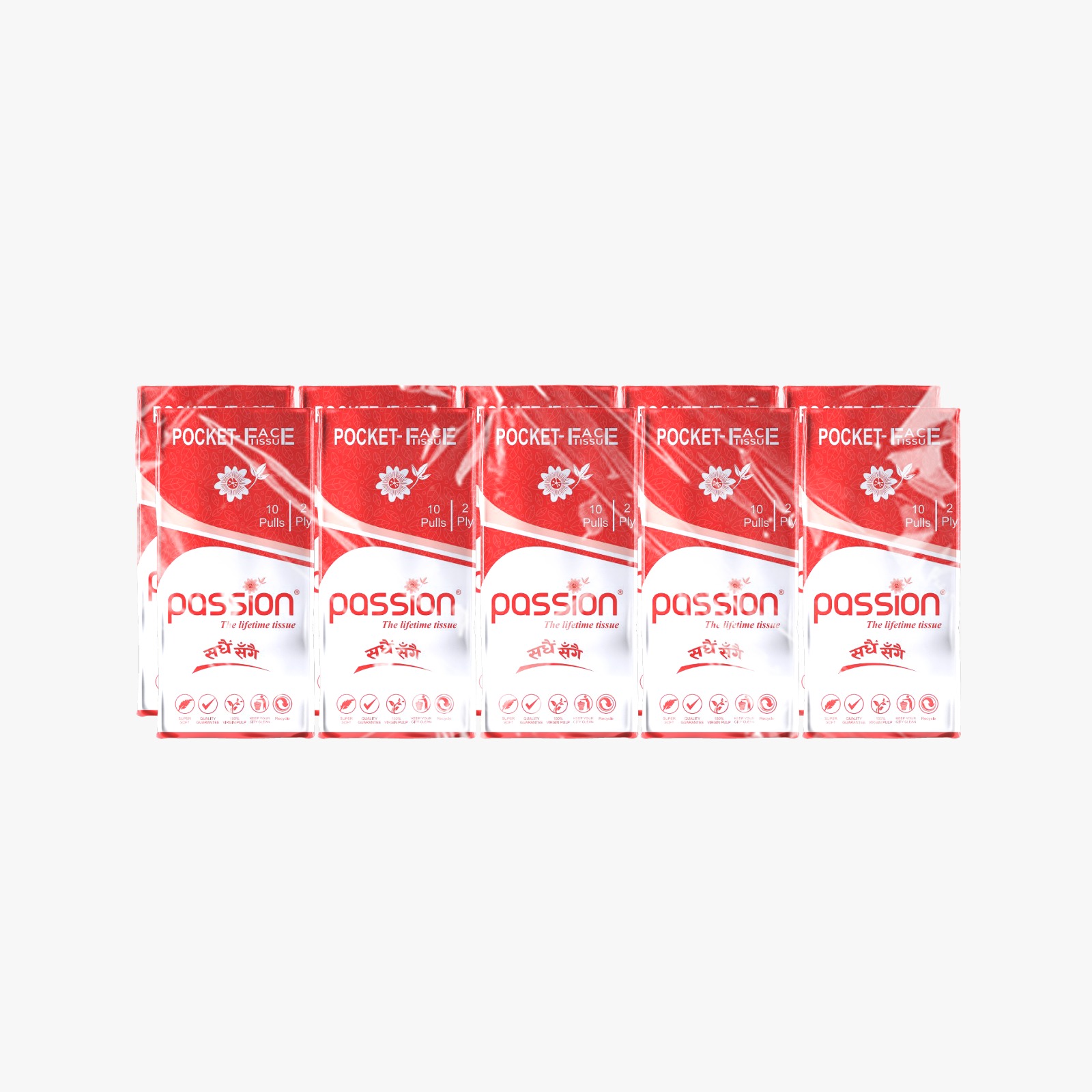 Passion Pocket Face Tissue 10 Pulls X 10 Packets Pack