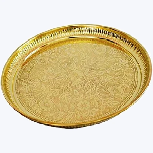 Brass Tray (Puja Thaali) with Floral Design