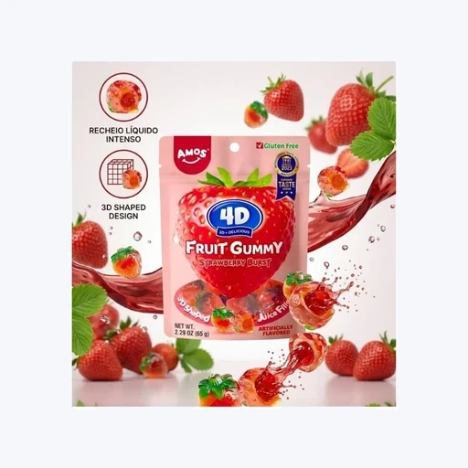 Amos 4D Fruit Gummy Strawberry Burst