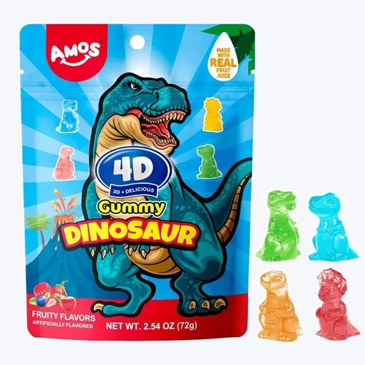 Amos 4D Gummy Dinosaur Mixed Fruit Candy