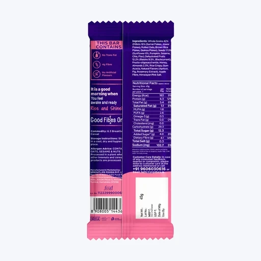 Yogabar Breakfast Protein Bar ApricotFig FiberRich Omega-3