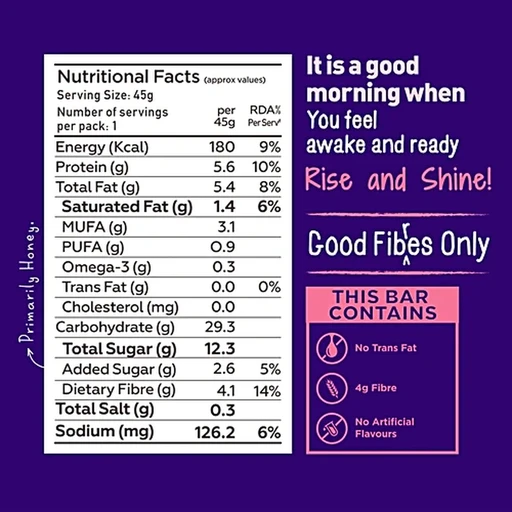 Yogabar Breakfast Protein Bar ApricotFig FiberRich Omega-3