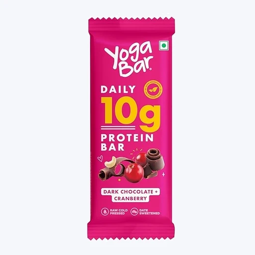Yogabar Daily 10g Protein Bar Dark Chocolate Cranberry