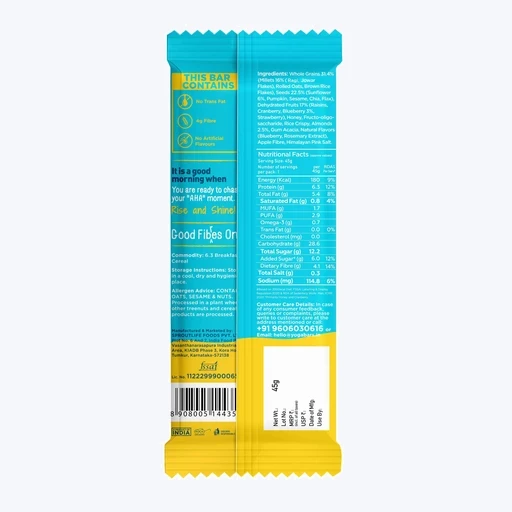 Yogabar Breakfast 6g Protein Bar Blueberry Pie
