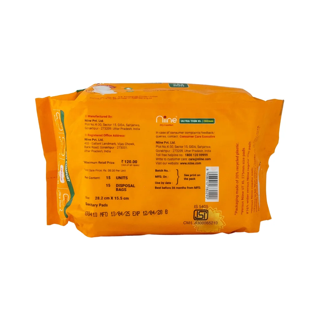 Nine Dry Comfort 282Mm 15Pads Xl