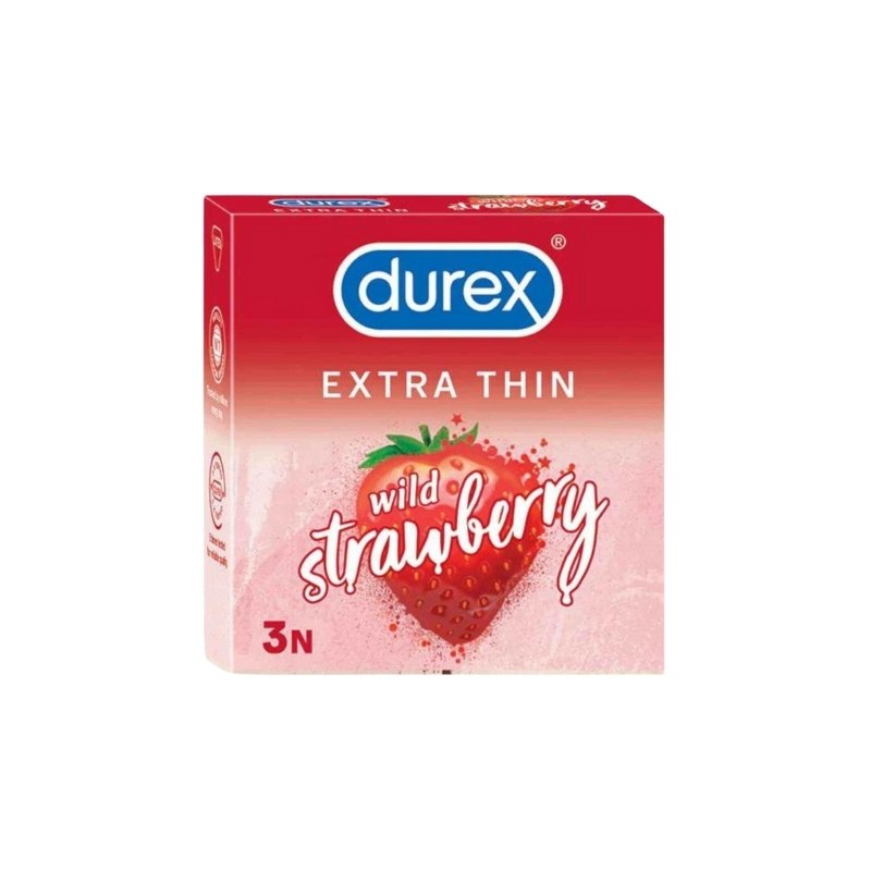 Durex Extra Thin Wild Strawberry Flavored 3N